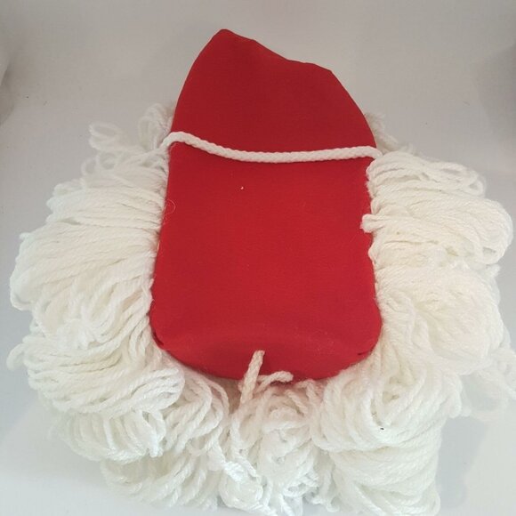 Christmas Handmade Santa Claus Face Yarn Craft Wall Door Decor Bells Vintage - Picture 3 of 4